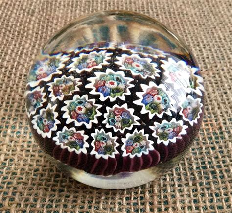 Murano Paperweight Italy Concentric Millefiori Vintage Mint
