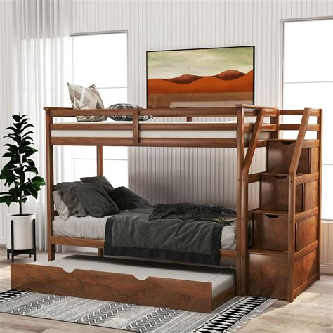 hardwood twin  twin bunk bed  twin size trundle  storage