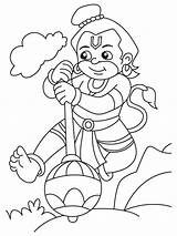Hanuman Ji Bal Ganesha Getcolorings Pag sketch template