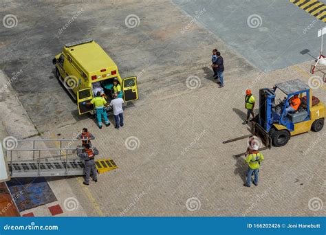 ambulance personnel  cruise ship crew   dock  aruba
