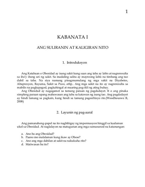 thesis sa filipino  thesis filipino kabanata
