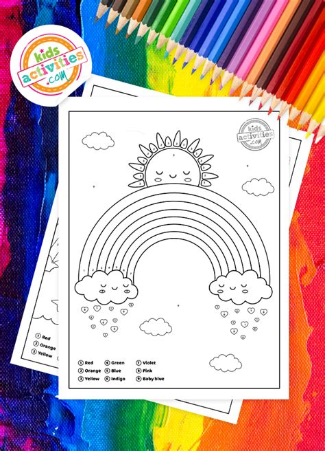 color  number rainbow worksheets
