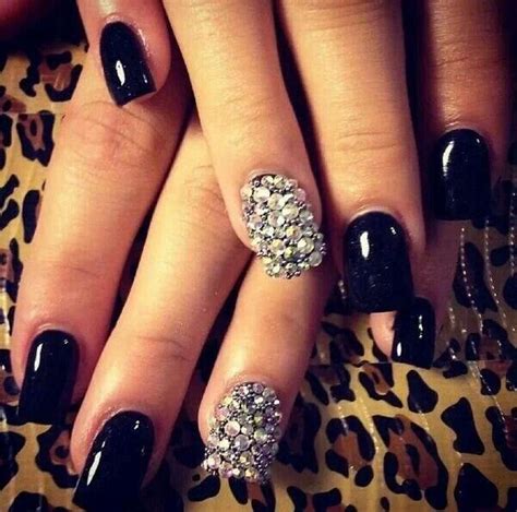 black diamond silver nails nails classy black nails