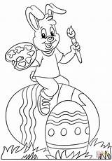 Easter Bunny Coloring Painting Eggs Pages Kids Printable Colouring Sheets Drawing Creative Super sketch template