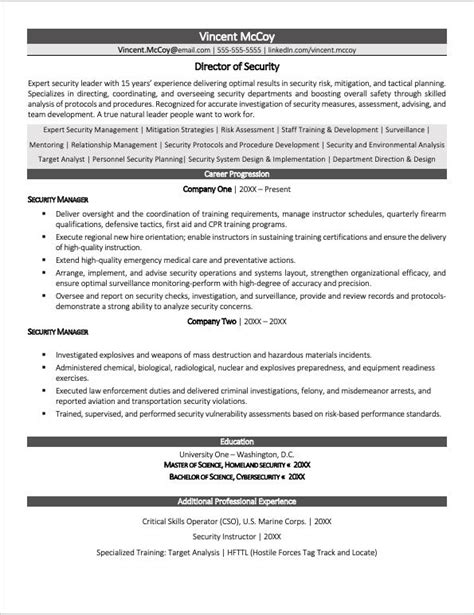 security resume sample monstercom