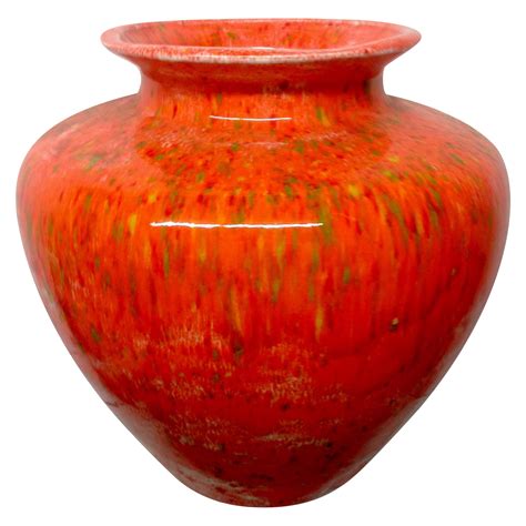 large orange mid century ceramic vase chairish