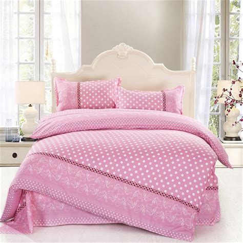 pcs twin full size white polka dot comforter sets pink bedding girls