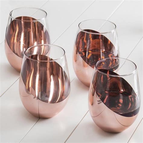 modern copper stemless wine glasses set of 4 myt