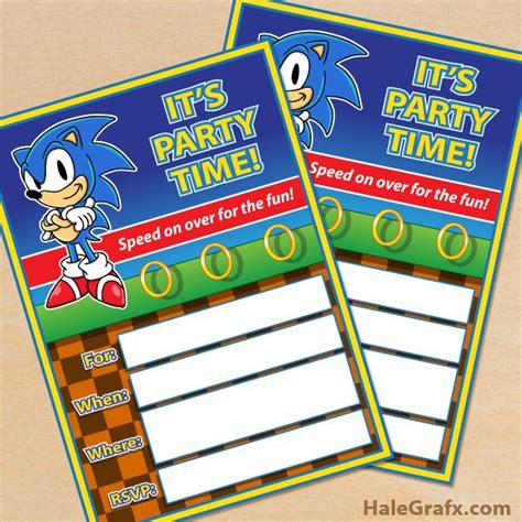 printable sonic  hedgehog party invitation sonic birthday