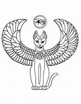 Egyptian Coloring Pages Cat Egypt Tattoo Gods Ancient Angel Drawing Print Hieroglyphics Mummy Bastet Winged Cats Goddess Sheets Printable Color sketch template