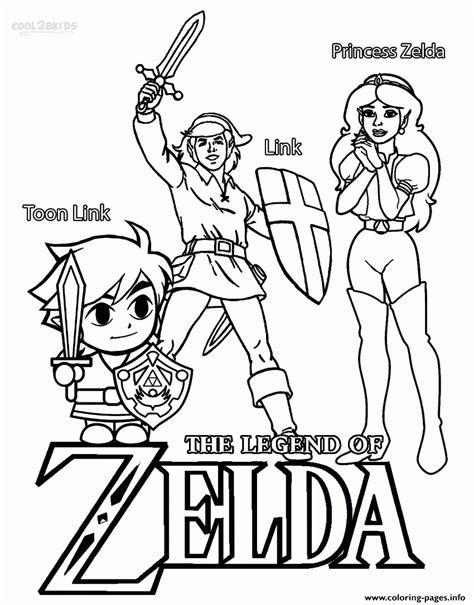 toon link link princess zelda coloring pages printable