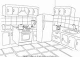 Kitchen Coloring Pages Color Sheet Kids Worksheets Printable House Furniture Colouring Print Worksheet Sheets Clipart Preschool Dots Rooms Things Paper sketch template