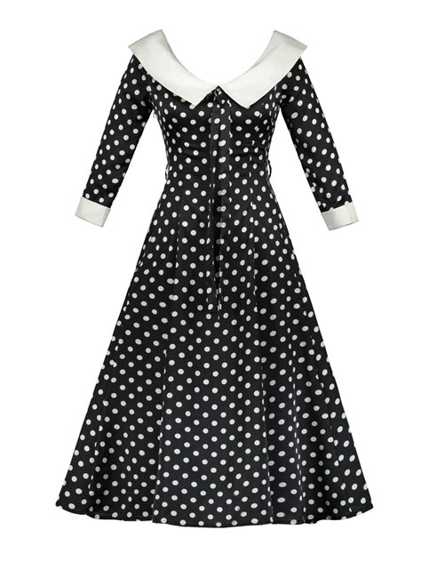 Women Hot 50s 60s Retro Vintage Dress Polka Dot Patchwork Sleeveless