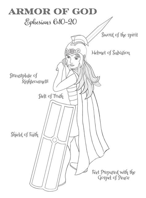 full armor  god coloring sheet sketch coloring page