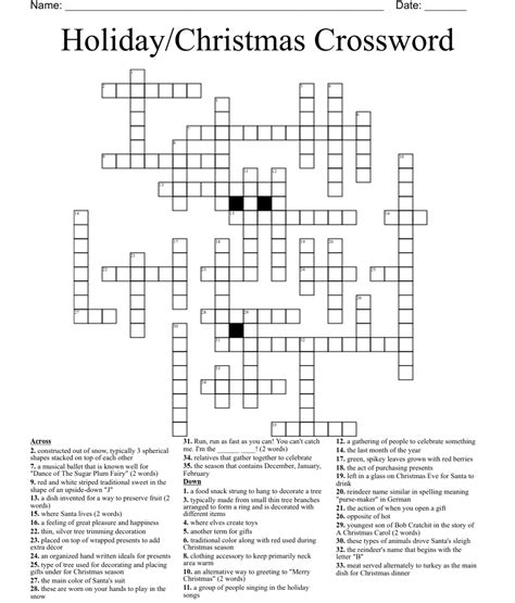holidaychristmas crossword wordmint