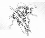 Claymore Clare Coloring Cute Pages Sword Another sketch template