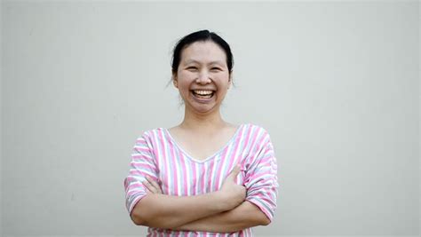Happy Asian Woman Laughing On Stock Footage Video 100