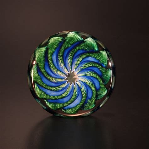 Blue And Aventurine Paperweight By The Glass Forge Art Glass