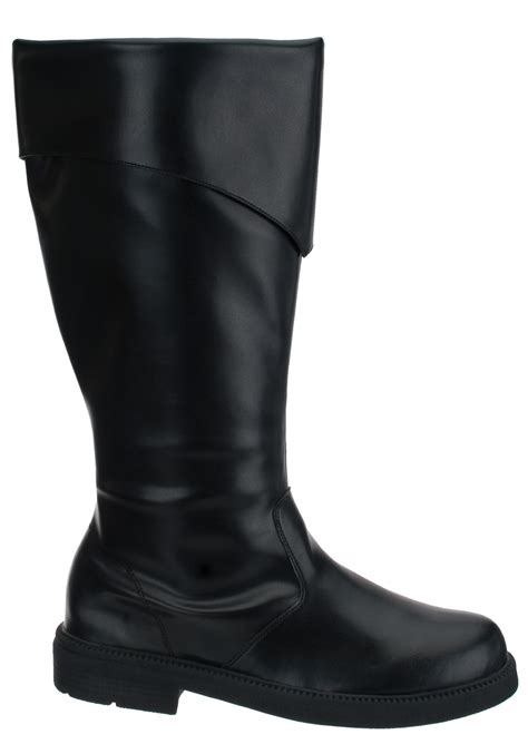 tall cuffed black costume boots  men