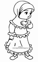 Gambar Mewarnai Muslimah Kartun Coloring Sketsa Muslim Anak Moslem sketch template