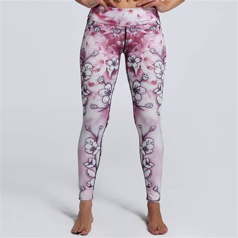 Hot Light Pink Flower Print Womens Yoga Pants S To 3xl Plus Size Girls