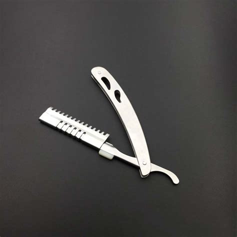 buy  beard shaver stainless steel folding manual shaving razor blade eyebrow
