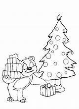 Natale Colorare Disegno Orsetto Alberi sketch template