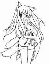 Neko Catgirl Coloringsky Getdrawings Getcolorings Coloringhome sketch template