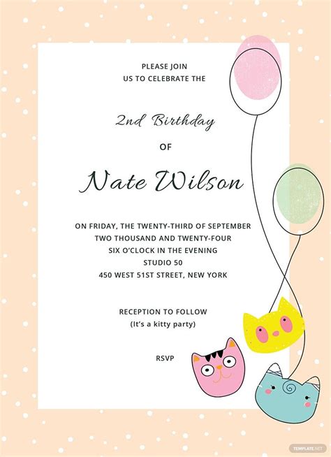 kitty party invitation template  word psd publisher illustrator