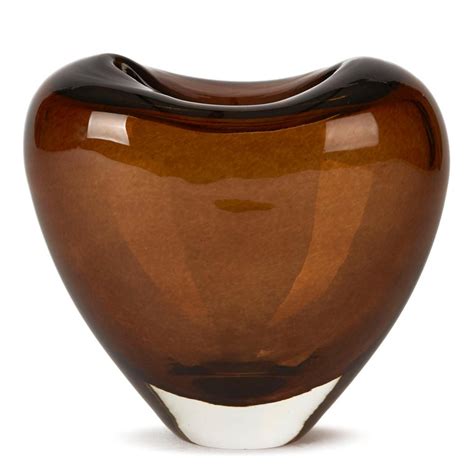 Vintage Murano Sommerso Brown Art Glass Heart Vase Circa