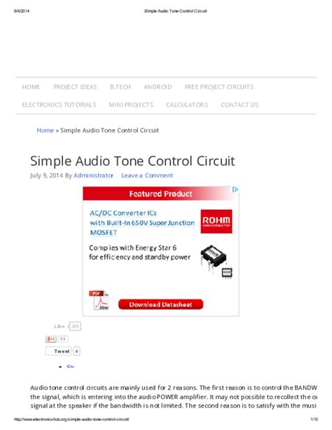 simple audio tone control circuit home simple audio tone control circuit simple
