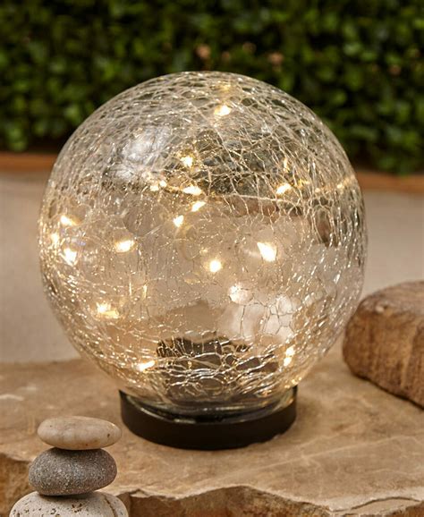 large solar warm white led lighted crackled glass garden globe gazing