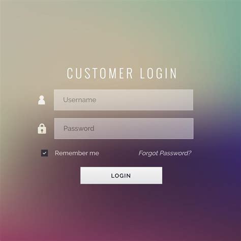 great customer login form design  blur background