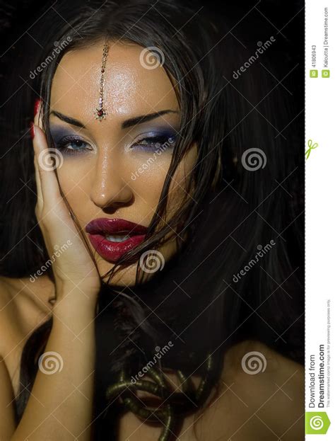 fashion beauty make up beautiful woman with colorful nail stock image image of beauty face