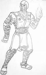 Mortal Kombat Sub Scorpion Pintar Raiden Humanoid sketch template