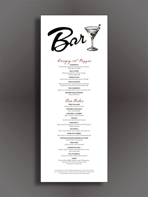 bar menu  examples format  examples