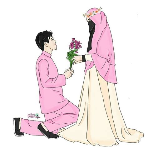 Gambar Muslimah Couple Halal Kartun Gambar Ilustrasi Karakter