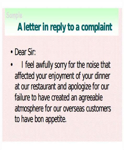 complaint letter formats