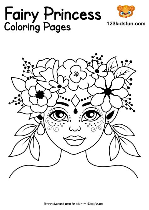 printable fairy princess coloring pages  girls  kids fun apps
