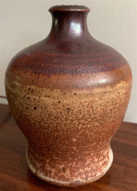 rounded vintage  ceramic stoneware pottery vase vessel mid century
