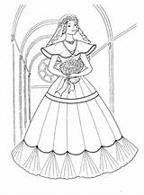Coloring Pages Dress Long Brides Girls Colorkid sketch template