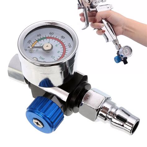 mini air regulator valve tool metal air regulator  bsp threads tail pressure gauge