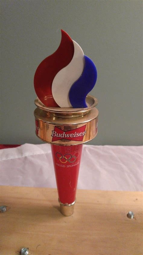 budweiser olympic torch beer tap handle antique price guide details page