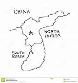 Corea Disegnata Azione Cina Mappa Confini sketch template