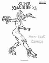 Samus Coloring Zero Smash Suit Super Brothers Bros Pages sketch template
