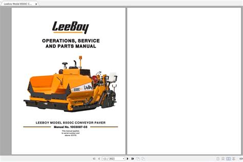 leeboy model  conveyor paver operations service  parts manual