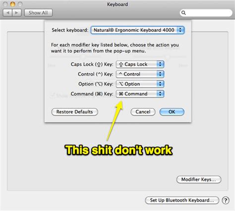 modifier key settings  mac os  keyboard preferences dont work