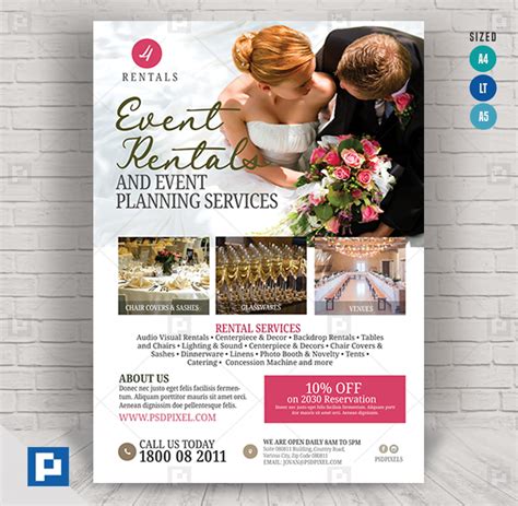 Wedding And Events Rentals Flyer Psdpixel Event Planning Wedding
