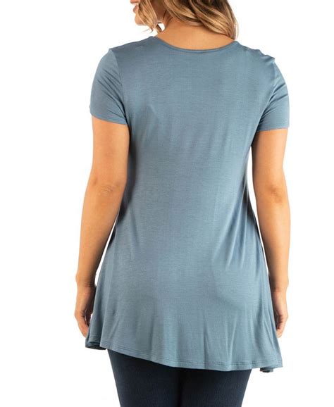 24seven Comfort Apparel Plus Size Short Sleeve V Neck Tunic T Shirt