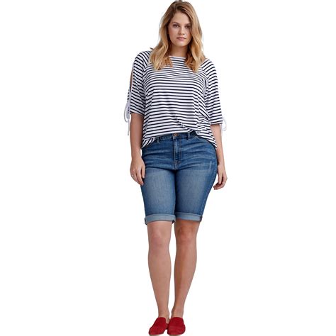 Ellos Women S Plus Size Denim Bermuda Shorts Ebay